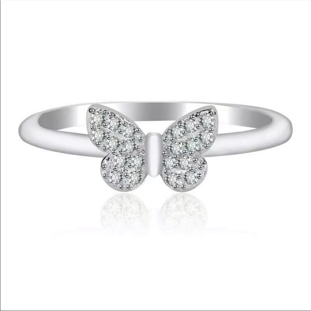 New Women’s 925 Silver Butterflie Sapphire Ring - Picture 2 of 4